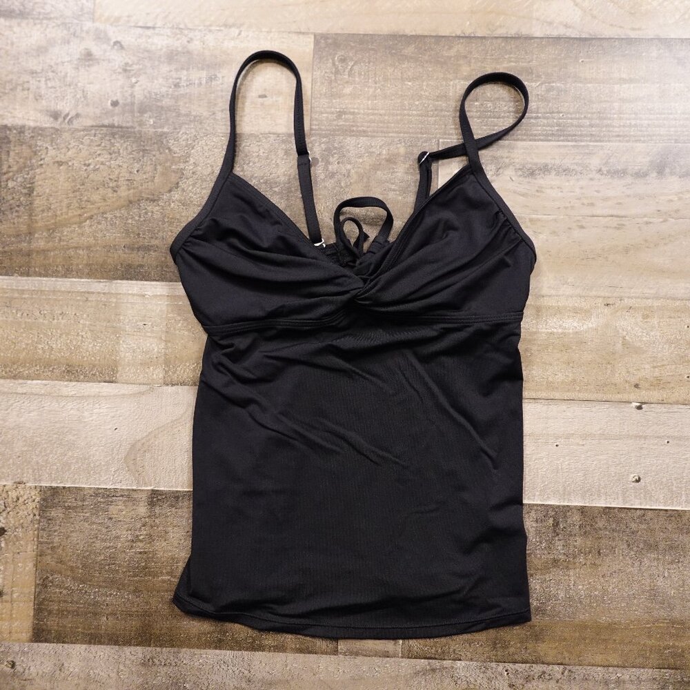 Athleta Knot Front Tankini Swim Top Women’s XS Black Adjustable